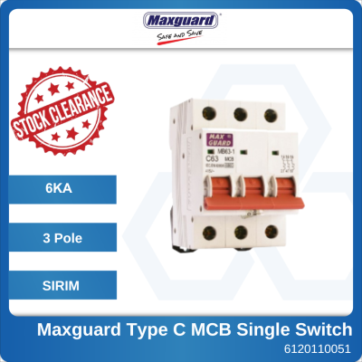 [CLEAR STOCK] ORIGINAL Maxguard 3 POLE 6KA MCB Single Switch